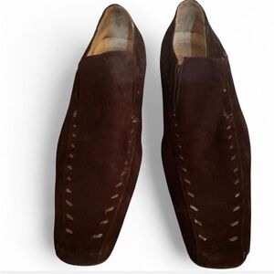 Vintage Men's Fratelli Chocolate Brown Suede Loafers. Size 9